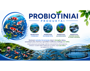 Probiotiniai produktai: Probiotikai Tvenkiniui, Probiotikai Žuvininkystei, Probiotikai Akvariumams, Probiotikai Nuotekų valymui ir dumblo mažinimui