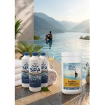 Kubilų, masažinių vonių (džiakuzi) priežiūros be chloro mini rinkinys dezinfekcijai ir apsaugai nuo bakterijų ir vandens žaliavimo OVIA SPA + AQUABLANC O2